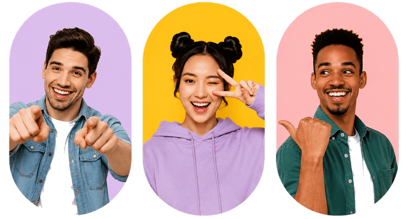 Happy men and women using LivCam random video chat platform, a feature-rich Chatroulette alternative for online friendships