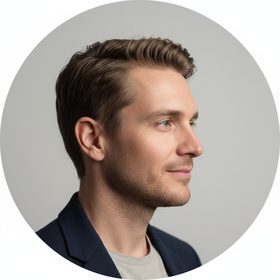 Side profile headshot of a handsome young man with light hair, Livcam social networking app user profile