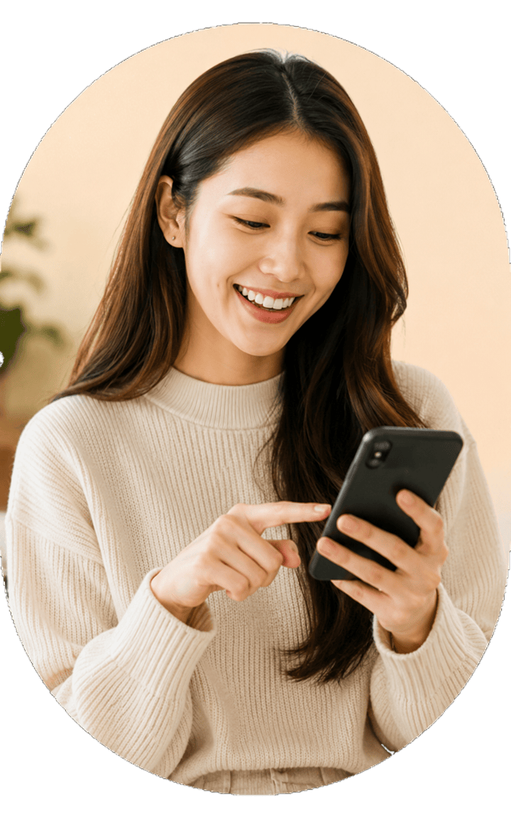 Girl smiling while chatting with strangers on a random video chat app like Omegle