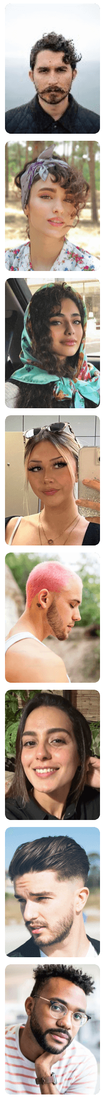 A list of 8 attractive young users on LivCam. 