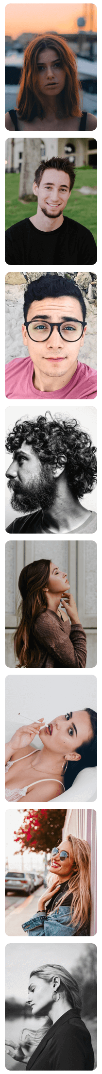 Profile pictures of various LivCam users.